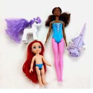 Lot of 4 Toys Mixed Styles/Outfits Disney Barbie Ariel My Little Pony Pre-Owned